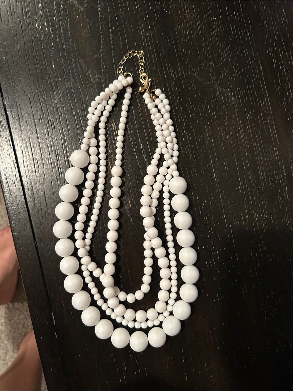 Multi-Strand White Beaded Statement Necklace